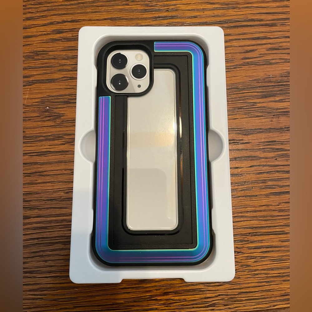 iPhone 12 Pro max Case with Iridescent Accent - Black & Purple